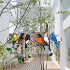 Stained Glass Style Bird Suncatcher with 7 Birds, 20.5cm