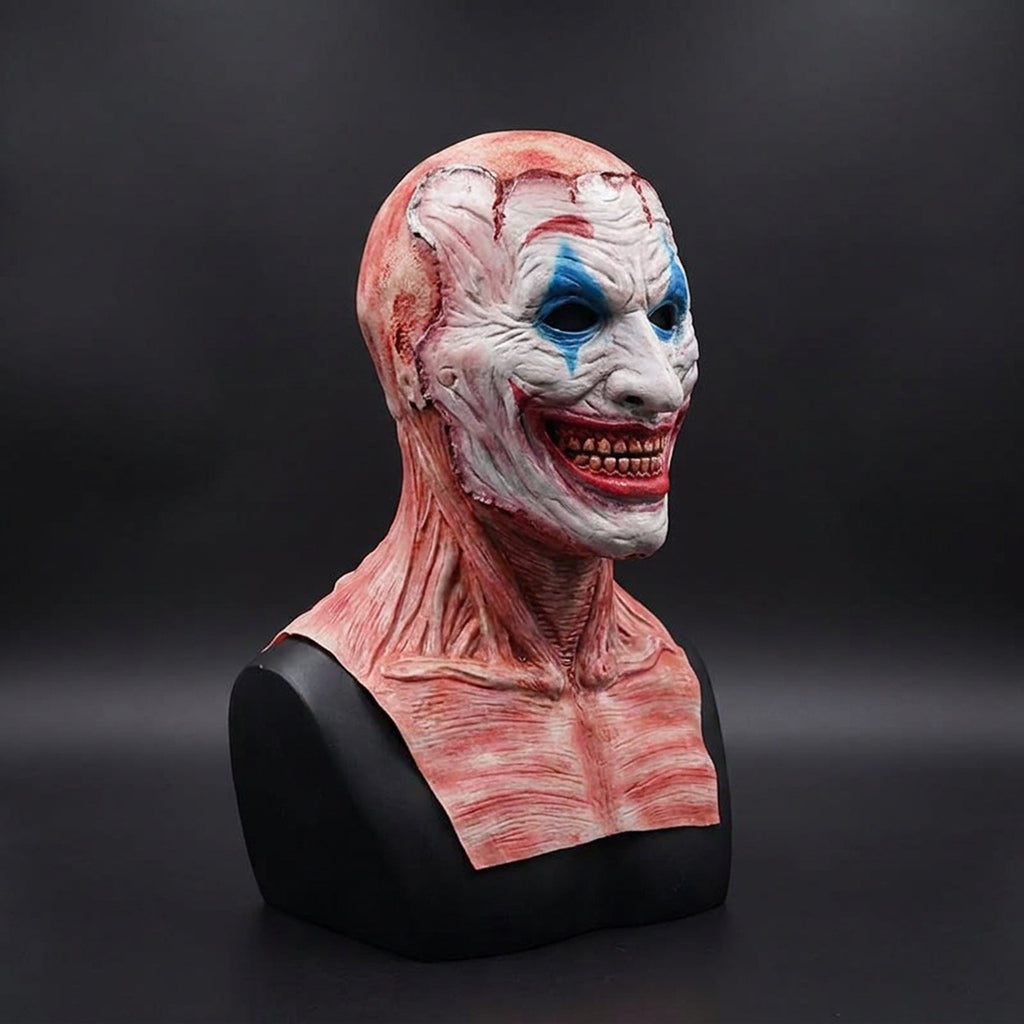 Two-Layer Halloween Mask, Clown Face over Moving-Jaw Skull