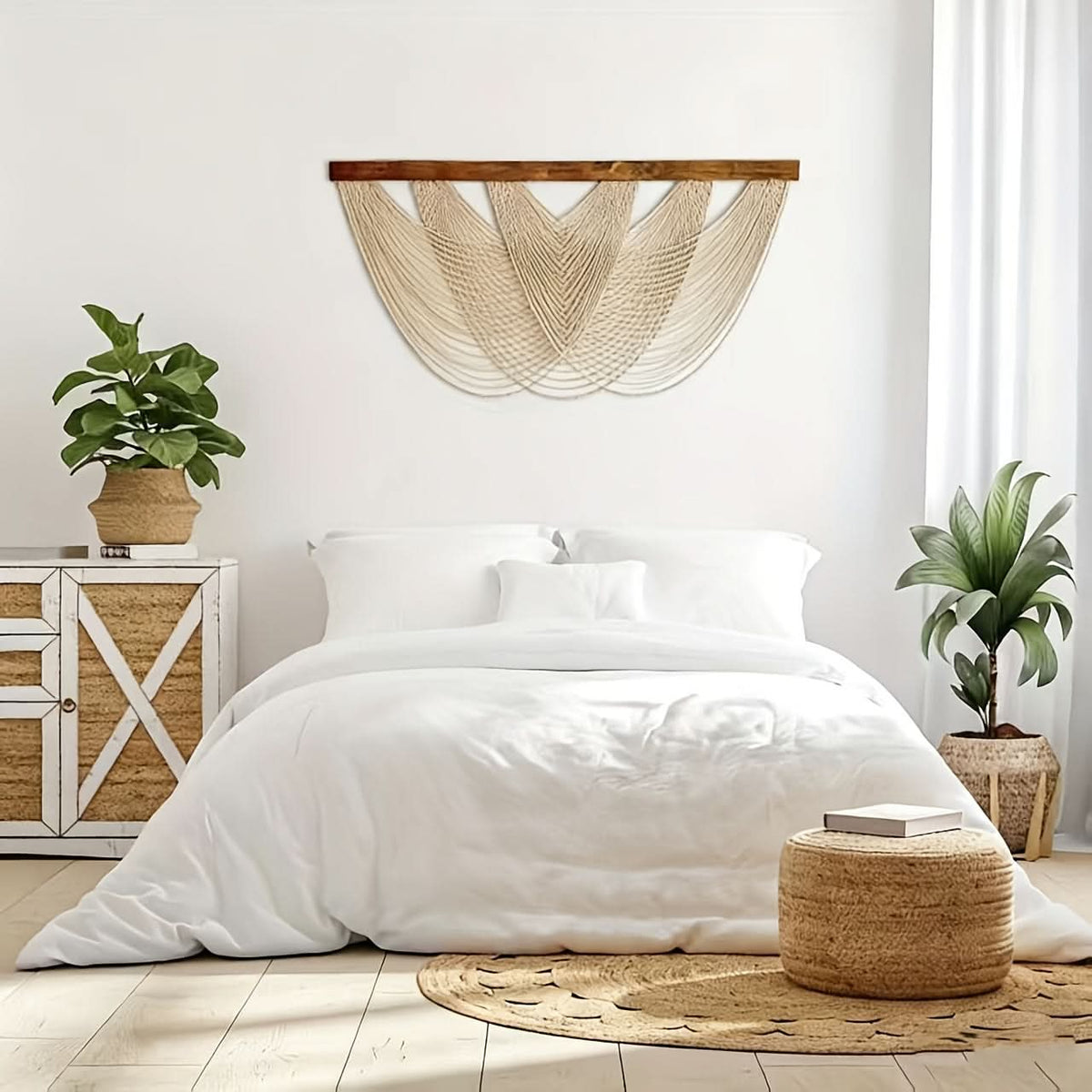 Macrame Cotton Wall Hanging, 100 x 60 cm, Boho Style
