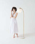Marble-Effect Floor Lamp with Glass Globe Shade, 168cm, 3000K