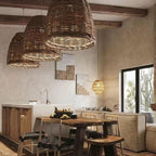 Handwoven Rattan Pendant Chandelier, E27, Vintage Style
