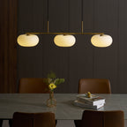 3 Light Linear Globe Pendant Light, Nickel or Gold, 98 cm