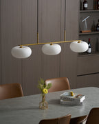3 Light Linear Globe Pendant Light, Nickel or Gold, 98 cm