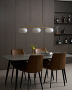 3 Light Linear Globe Pendant Light, Nickel or Gold, 98 cm