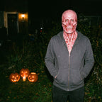 Two-Layer Halloween Mask, Clown Face over Moving-Jaw Skull