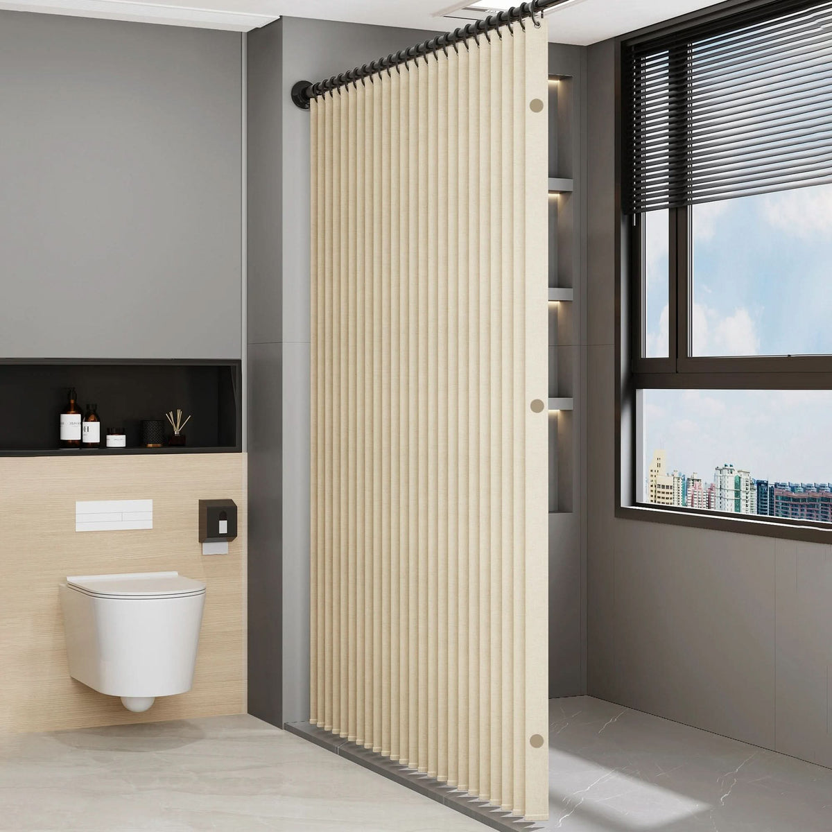 Magnetic Folding Shower Screen, Waterproof PVC Divider