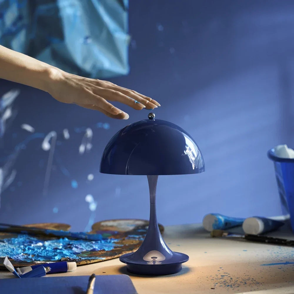 Cordless Rechargeable LED Table Lamp in Metal and Glass