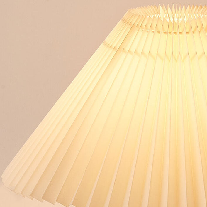 Japanese Minimalist Wood Table Lamp with Pleated Shade, 48cm