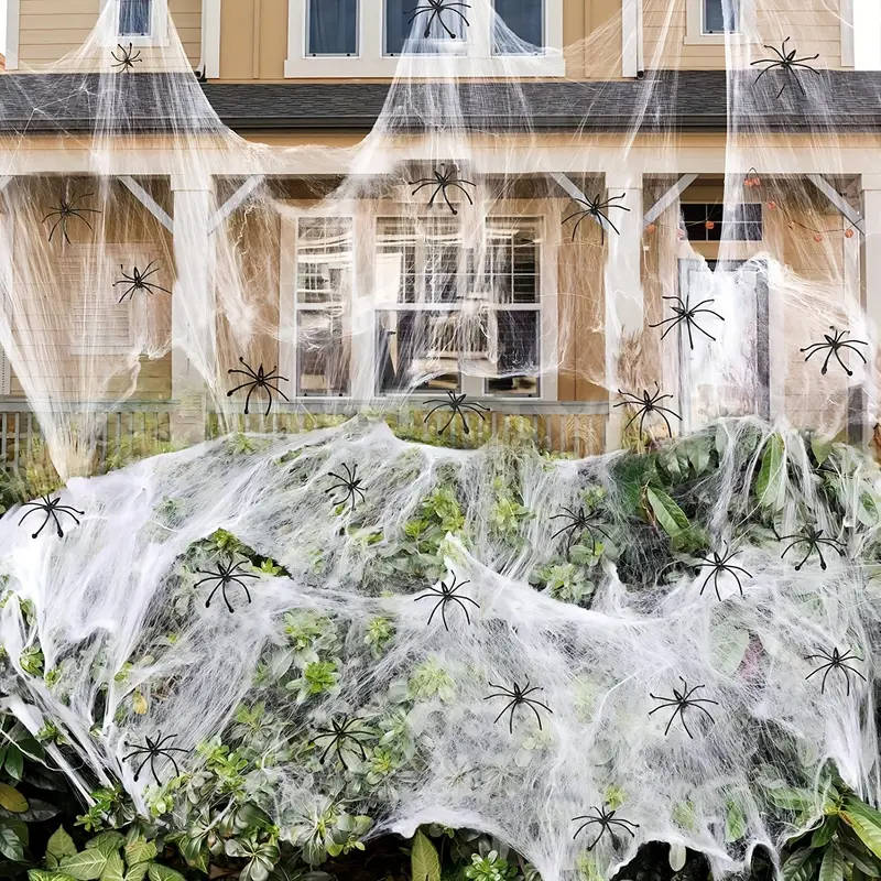 Stretch Spider Web Halloween Set, 18 sq m with 9 Spiders