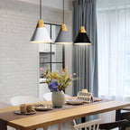Wood and Aluminium Pendant Light, E27, Seven Colours