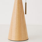 Japanese Minimalist Wood Table Lamp with Pleated Shade, 48cm