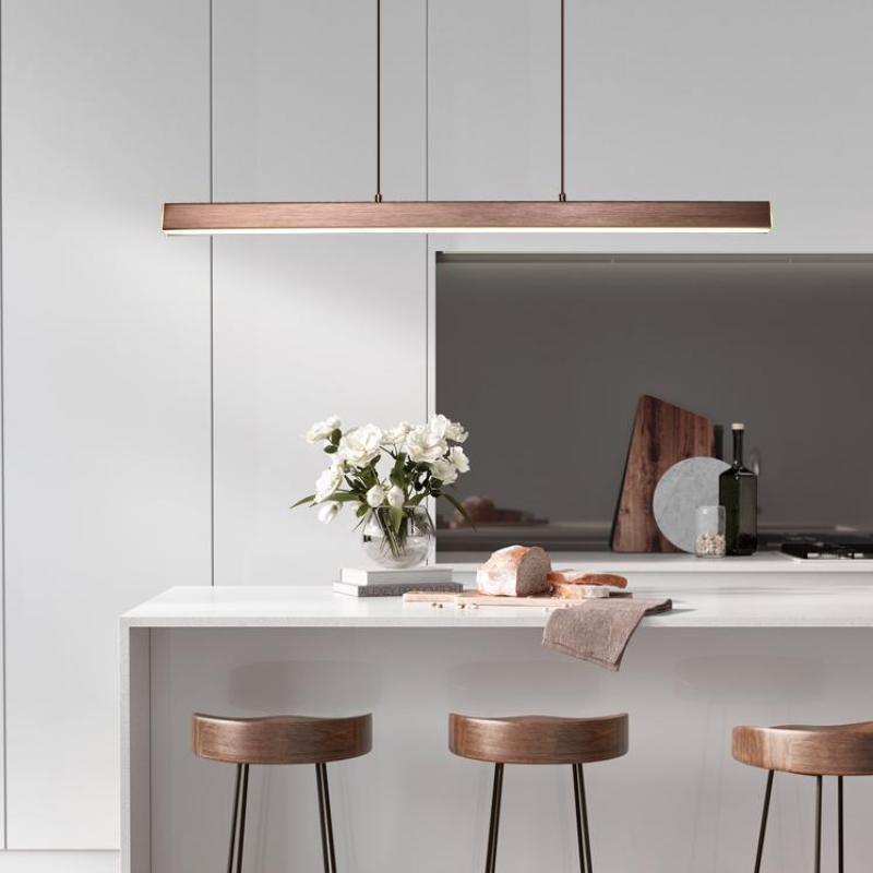 Linear LED Pendant Light, 80-150cm, Black or Brown, Dimmable