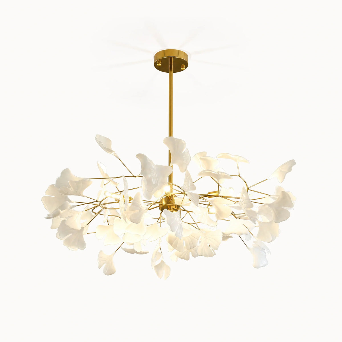 Ginkgo Leaf Chandelier with Warm or Cool White Glow