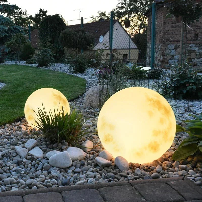 Moon Globe Outdoor Light, USB Rechargeable Warm White LED