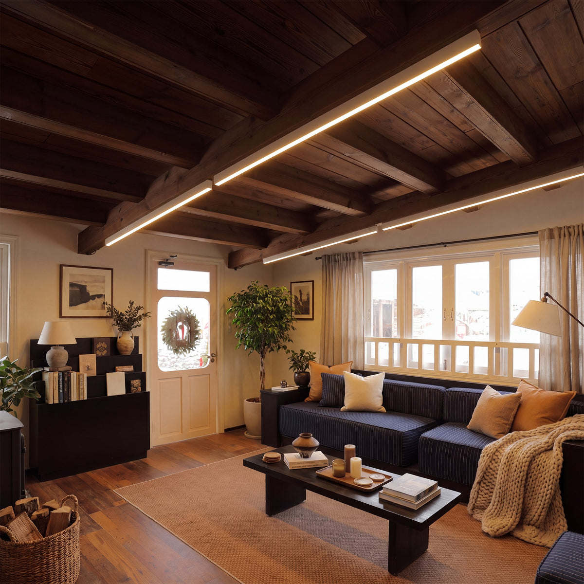 Slim Linear LED Ceiling Light, Dimmable with Remote, 24 to 79 Inch