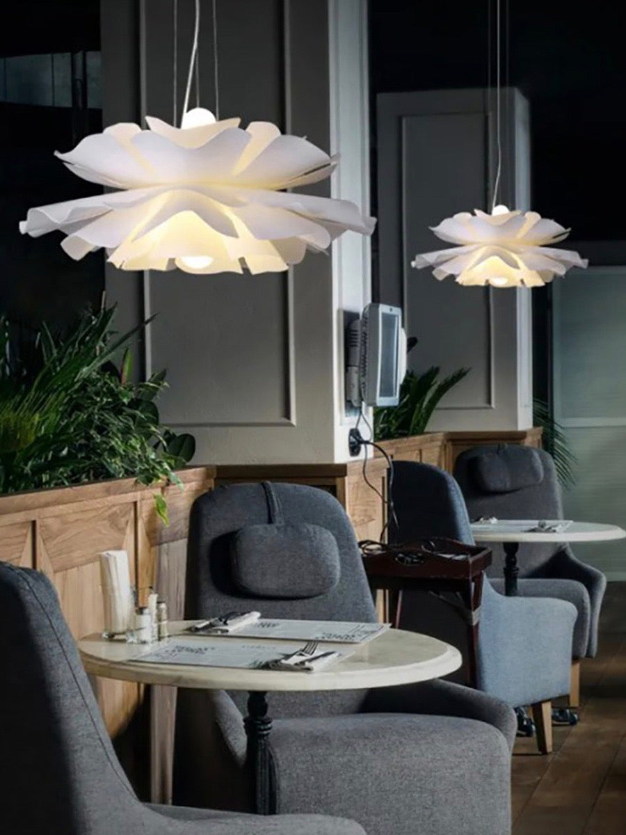 Handmade Lotus Flower Acrylic Pendant Light, White, Four Sizes