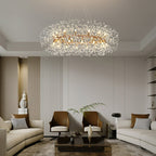 Gold Cut Glass Flower Chandelier with Adjustable Drop, E27