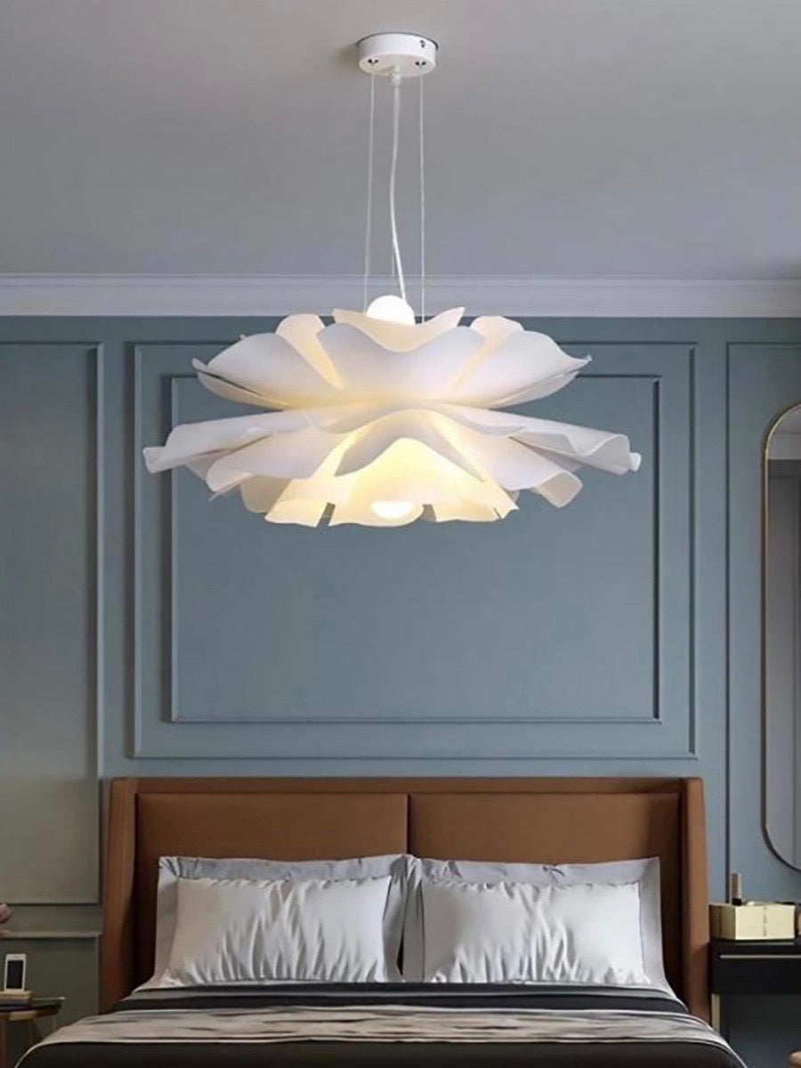 Handmade Lotus Flower Acrylic Pendant Light, White, Four Sizes