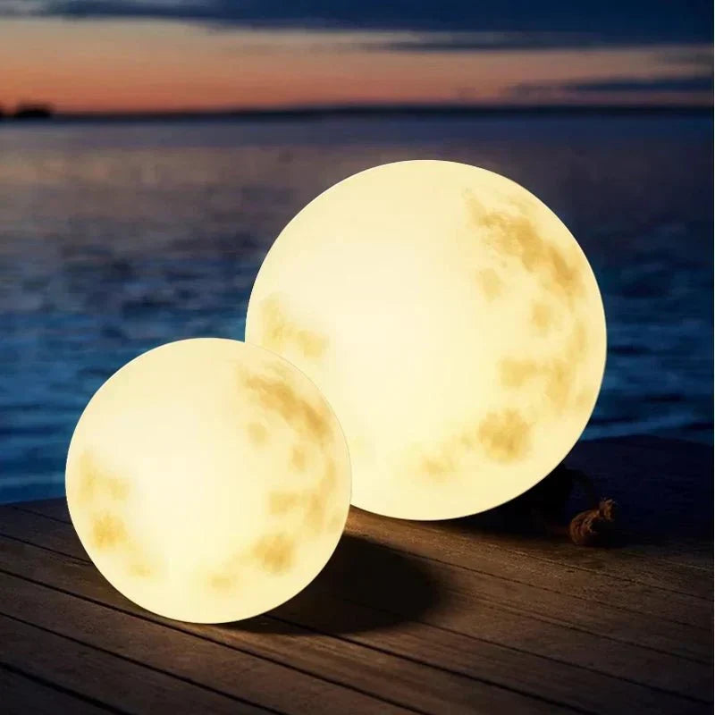 Moon Globe Outdoor Light, USB Rechargeable Warm White LED