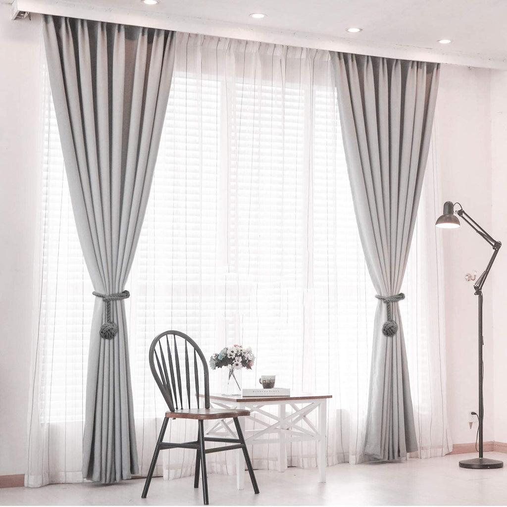 Handwoven Macrame Curtain Tie Backs with Wooden Stick