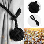 Handwoven Macrame Curtain Tie Backs with Wooden Stick