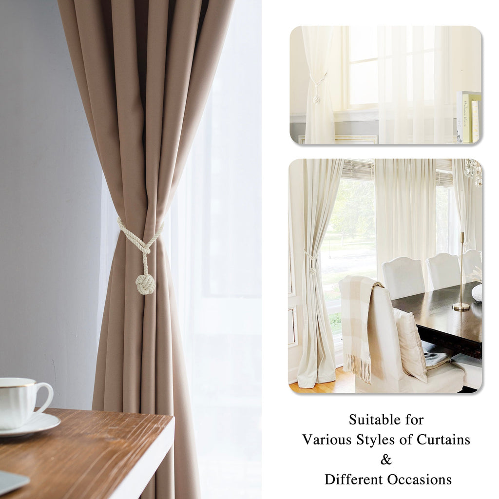Handwoven Macrame Curtain Tie Backs with Wooden Stick