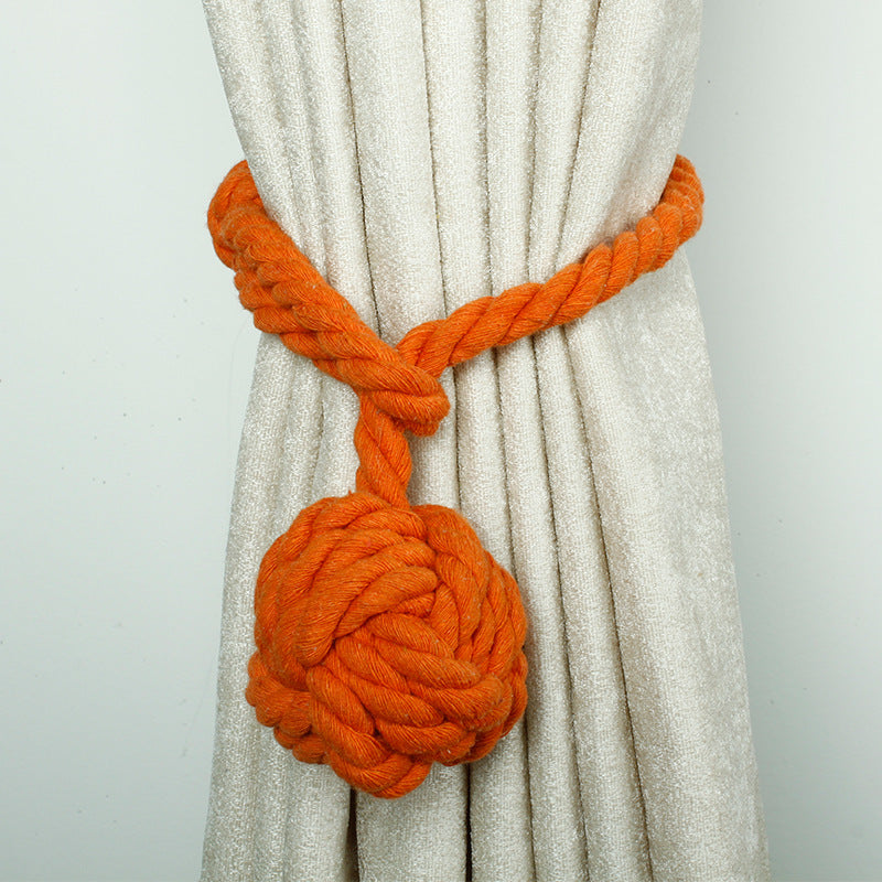 Handwoven Macrame Curtain Tie Backs with Wooden Stick