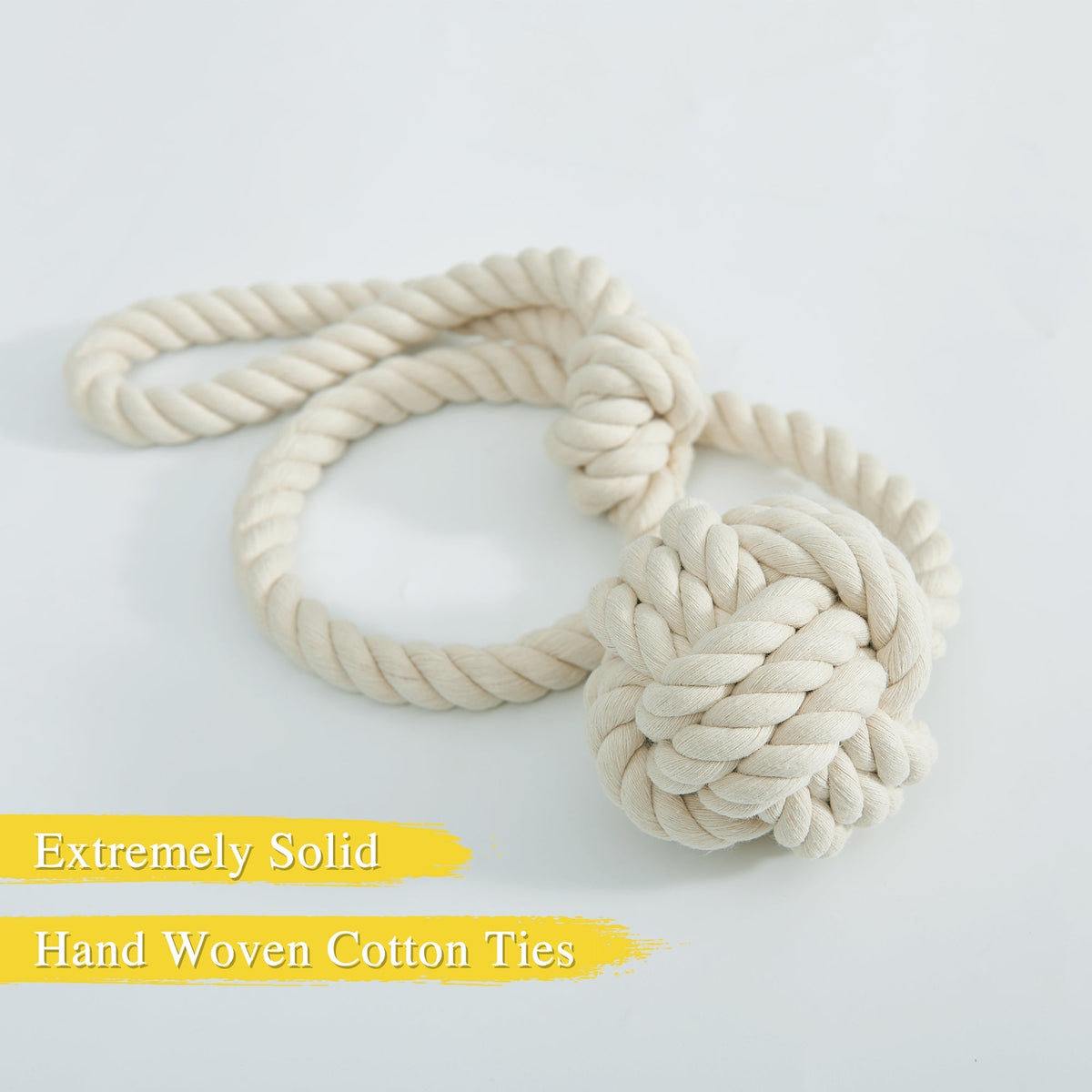 Handwoven Macrame Curtain Tie Backs with Wooden Stick