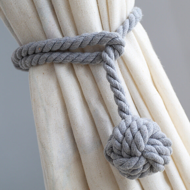 Handwoven Macrame Curtain Tie Backs with Wooden Stick