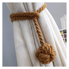 Handwoven Macrame Curtain Tie Backs with Wooden Stick