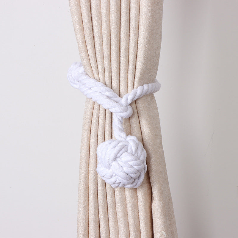Handwoven Macrame Curtain Tie Backs with Wooden Stick