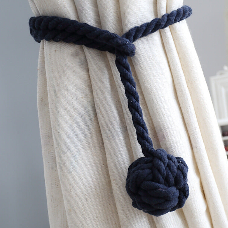 Handwoven Macrame Curtain Tie Backs with Wooden Stick