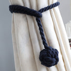 Handwoven Macrame Curtain Tie Backs with Wooden Stick