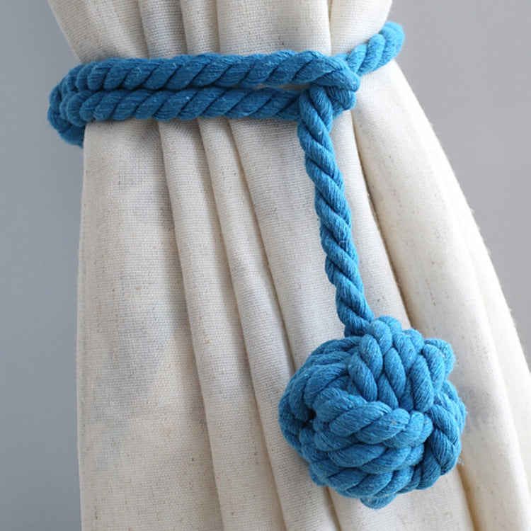 Handwoven Macrame Curtain Tie Backs with Wooden Stick