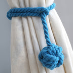 Handwoven Macrame Curtain Tie Backs with Wooden Stick