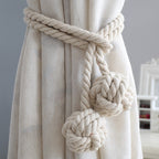 Handwoven Macrame Curtain Tie Backs with Wooden Stick