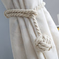 Handwoven Macrame Curtain Tie Backs with Wooden Stick