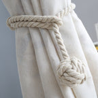 Handwoven Macrame Curtain Tie Backs with Wooden Stick