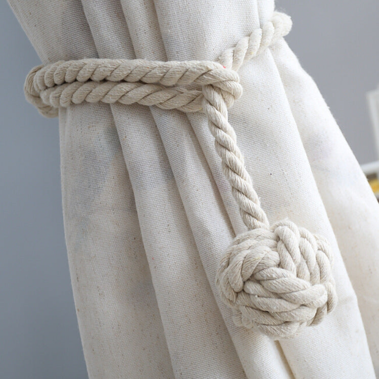 Handwoven Macrame Curtain Tie Backs with Wooden Stick