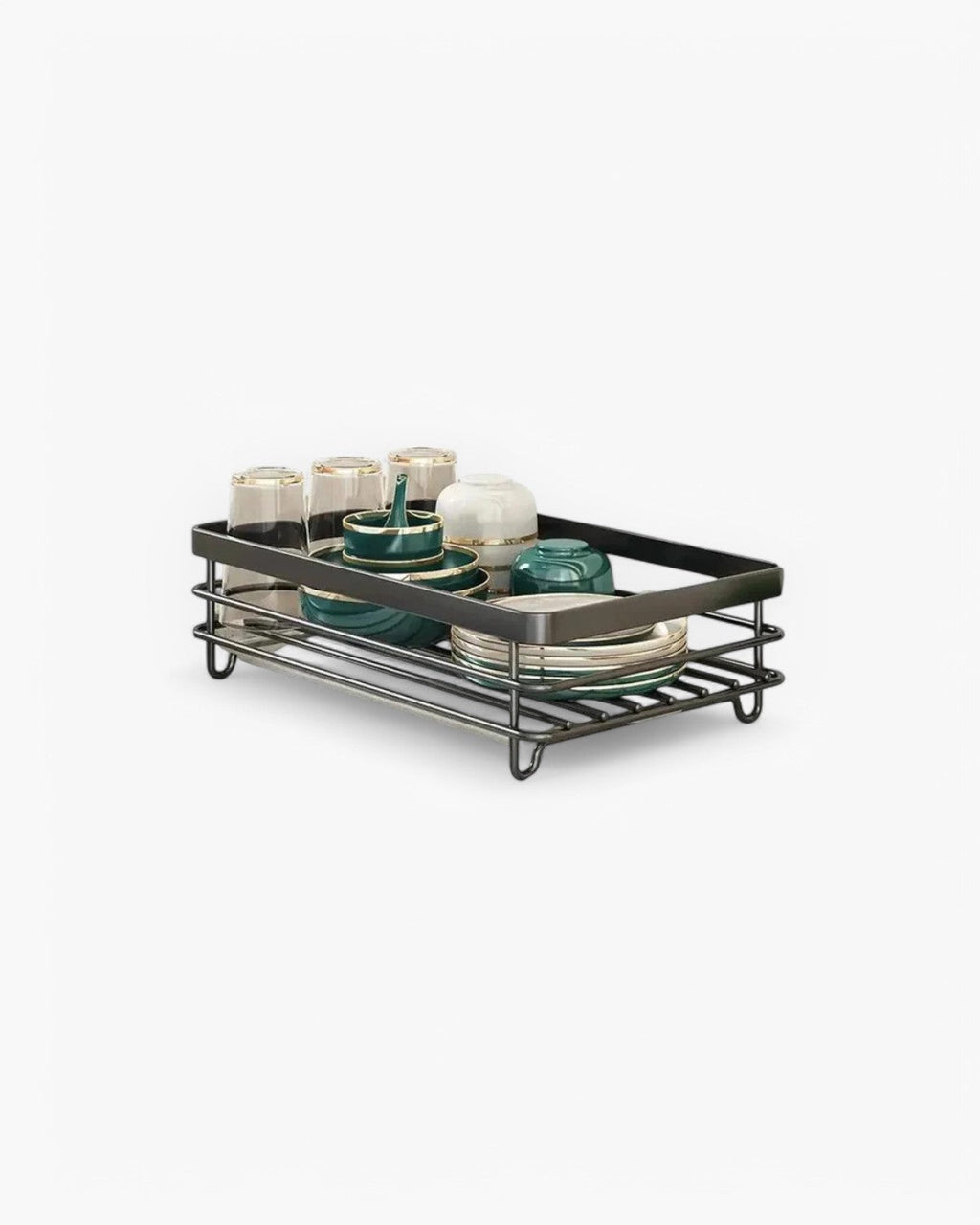 Carbon Steel Dish Rack with 360 Degree Swivel Spout, 1 or 2 Tiers
