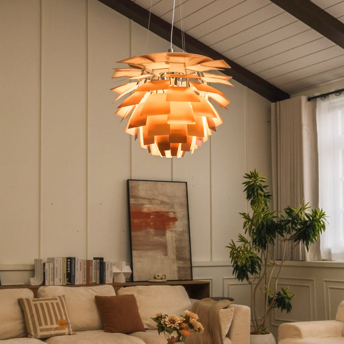 Pinecone Chandelier in Plated Brass, Copper, Silver, White or Black