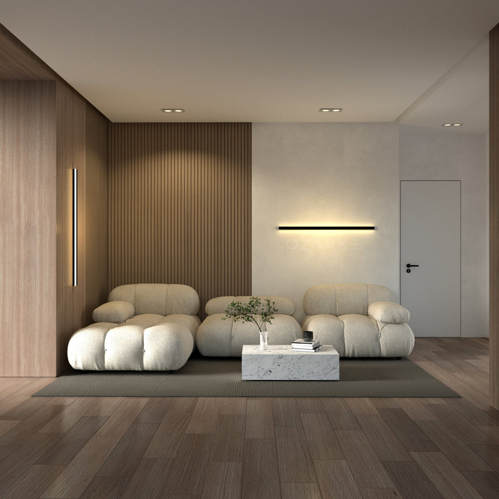 Linear LED Wall Light with Integrated Strip, Black or White
