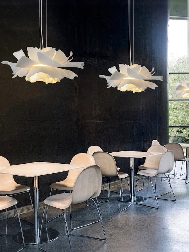 Handmade Lotus Flower Acrylic Pendant Light, White, Four Sizes
