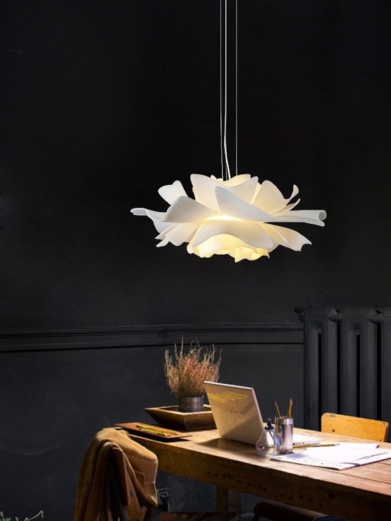 Handmade Lotus Flower Acrylic Pendant Light, White, Four Sizes