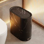 Oval Desk Bin with Lid, 29 x 29 x 14.5 cm, Marble Look