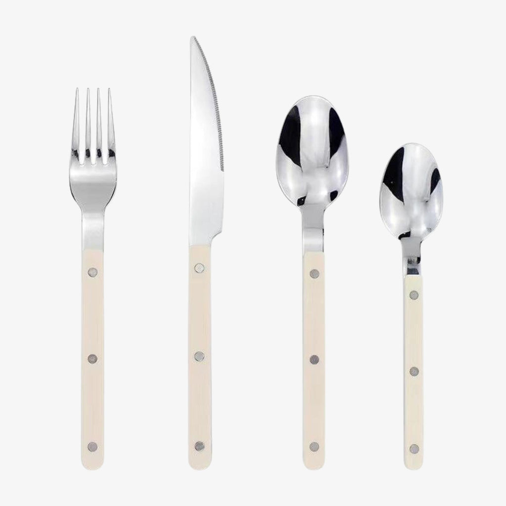 24-Piece Stainless Steel Cutlery Set with Coloured Handles