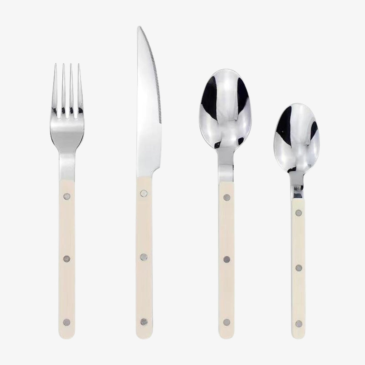 24-Piece Stainless Steel Cutlery Set with Coloured Handles