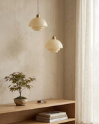 Opal White Glass Pendant Light with Brushed Brass, E27