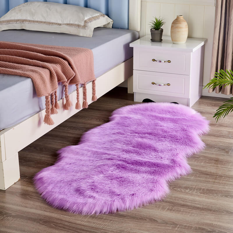 Faux Sheepskin Rug, Fluffy with Non-Slip Suede-Look Backing