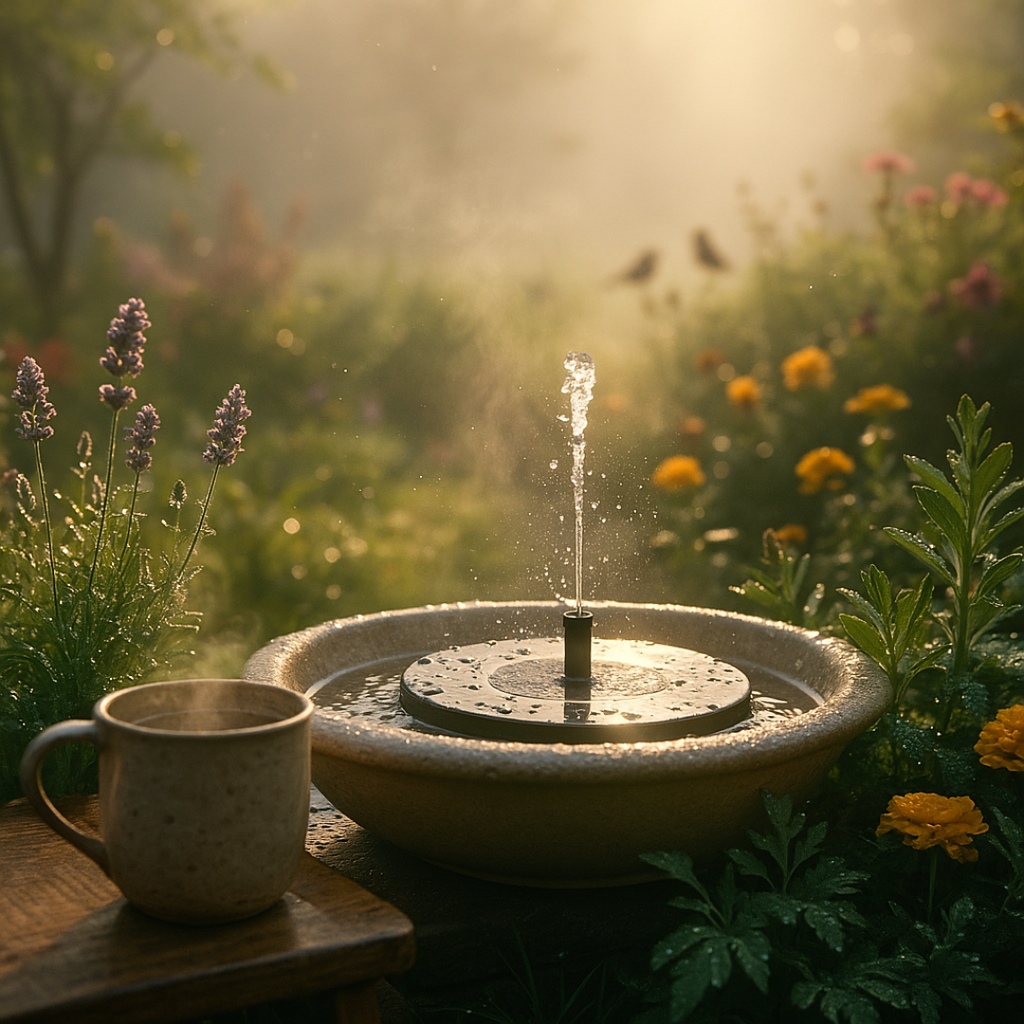Floating Solar Fountain Pump for Ponds and Bird Baths, IP65